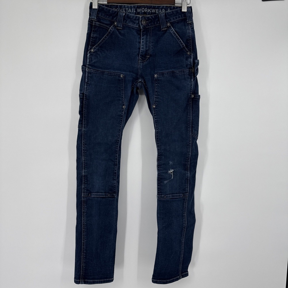 Dovetail Workwear Maven Slim Jeans Blue Women 2 Double Knee Carpenter Distressed